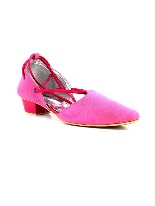 Pink Plain Synthetic Leather Heel Sandal - 9839841 - Very Small Image - 1