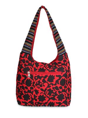 red canvas floral printed bag - 9840821 - Standard Image - 2