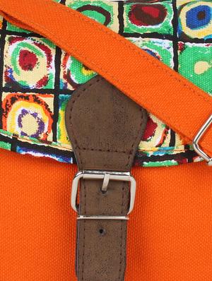 orange printed canvas sling bag - 9840864 - Standard Image - 4