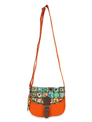 orange printed canvas sling bag - 9840864 - Standard Image - 6