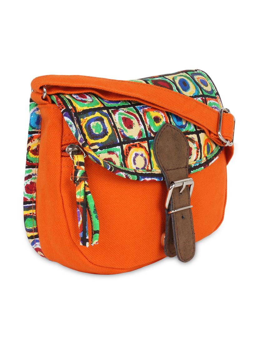 orange printed canvas sling bag - 9840864 - Zoom Image - 5