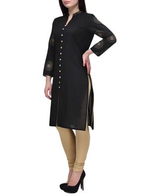 black cotton kurta - 9841760 - Standard Image - 2