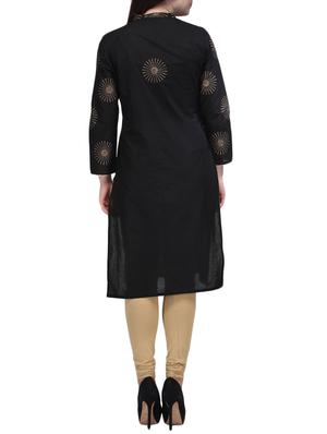 black cotton kurta - 9841760 - Standard Image - 3