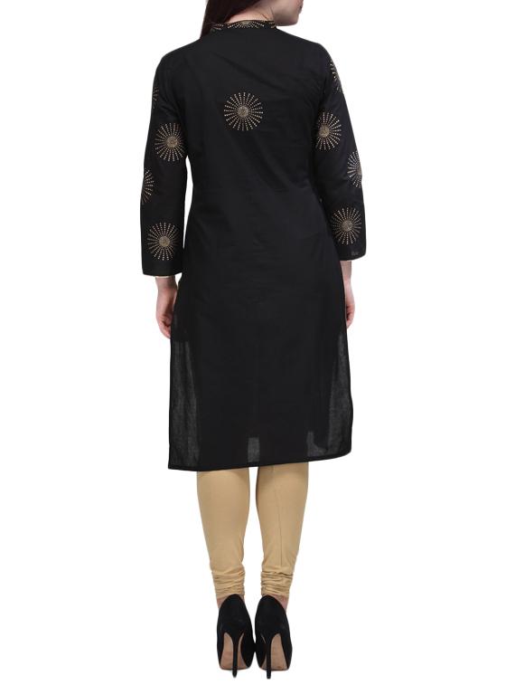 black cotton kurta - 9841760 - Zoom Image - 3