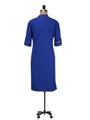 royal blue kurta with folded sleeve style - 985106 - Standard Image - 2