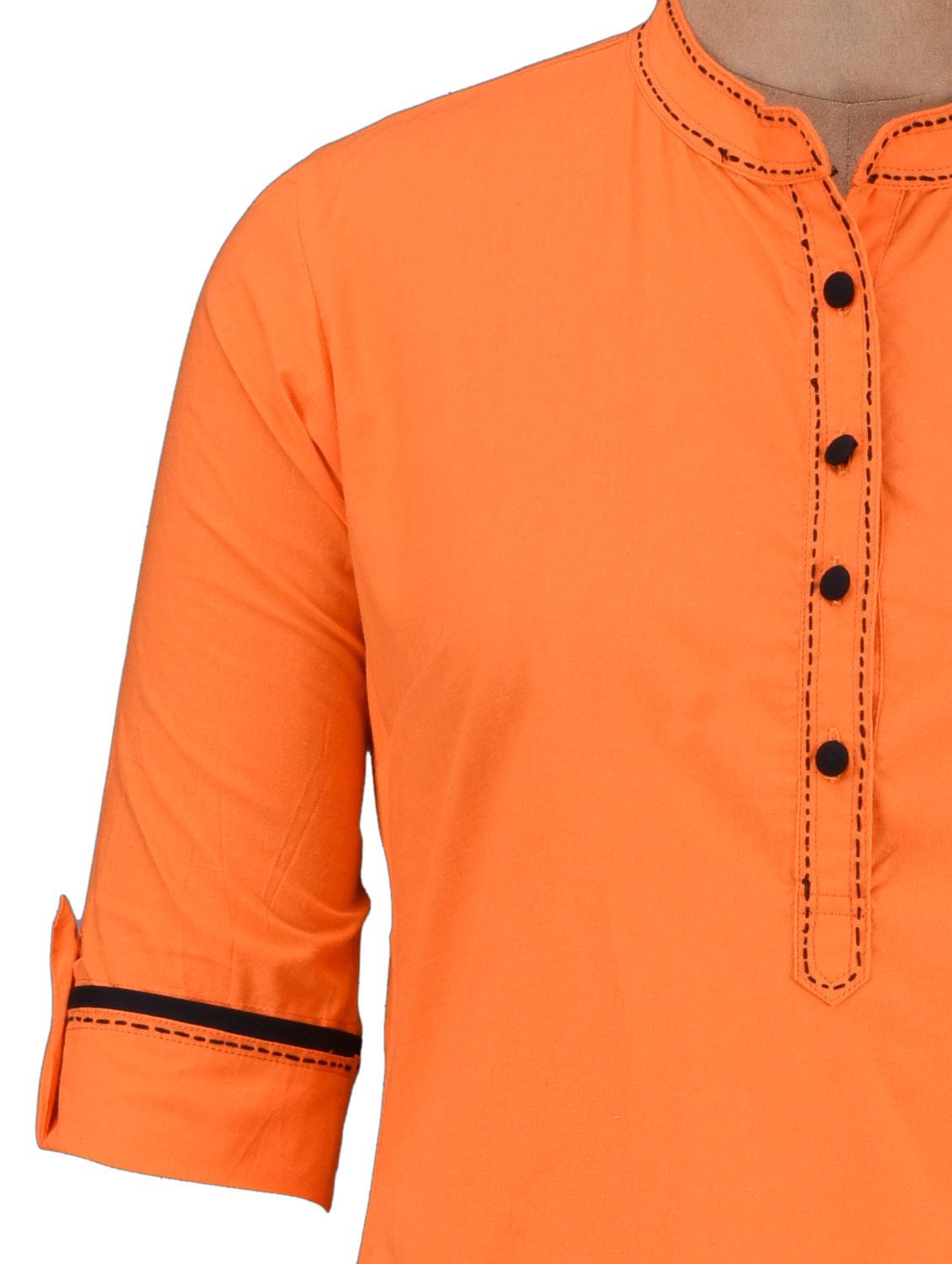 orange kurta with folded sleeve style - 985107 - Zoom Image - 4