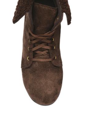 brown ankle length laced boots - 985355 - Standard Image - 4