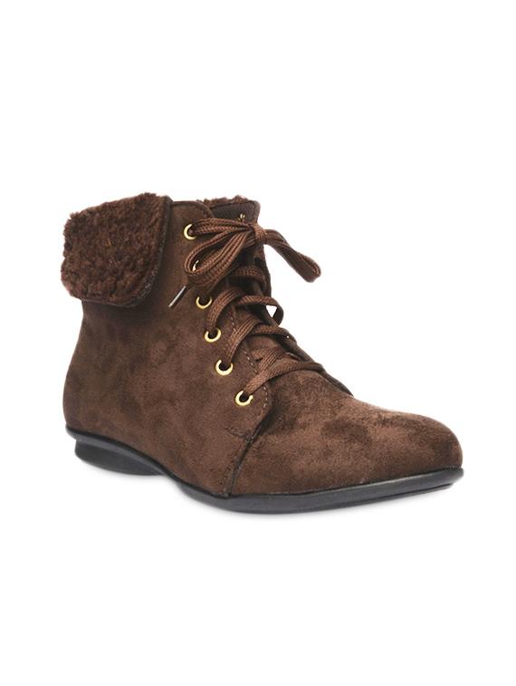 brown ankle length laced boots - 985355 - Zoom Image - 2