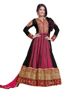 VIHA Black Net Embroidered Salwar Suit - 9883197 - Very Small Image - 1