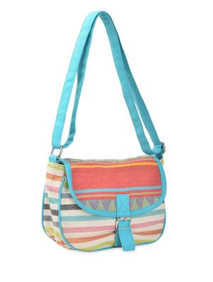 color block stripes canvas woven cross bag - 989327 - Standard Image - 5