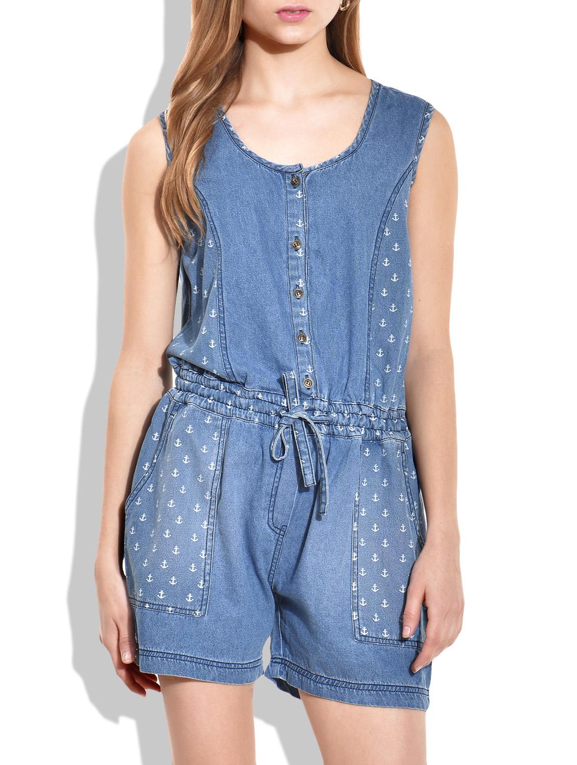 blue cotton jumpsuit - 9899935 - Zoom Image - 1