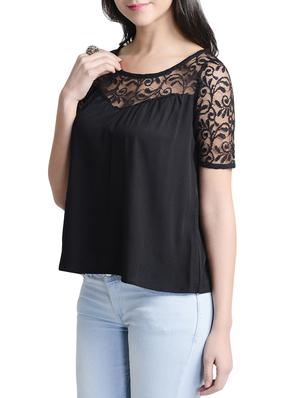 criss-cross back lace panel top - 9902213 - Standard Image - 2