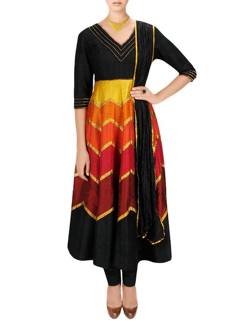 Silk embroidered anarkali suit - 9909116 - Very Small Image - 1