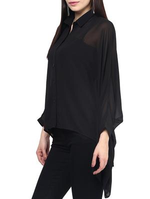the vanca black georgette shirt with bat sleeves - 9932784 - Standard Image - 2