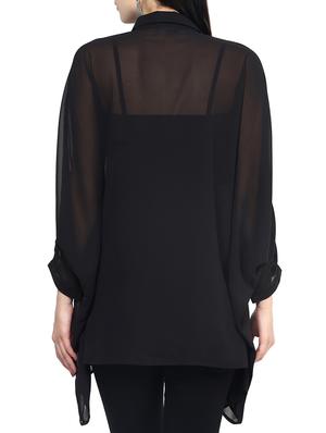the vanca black georgette shirt with bat sleeves - 9932784 - Standard Image - 3