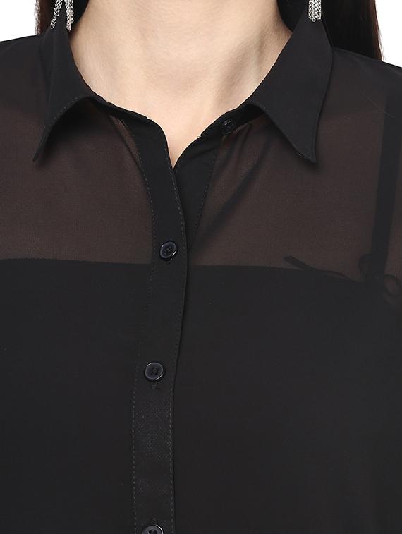 the vanca black georgette shirt with bat sleeves - 9932784 - Zoom Image - 4