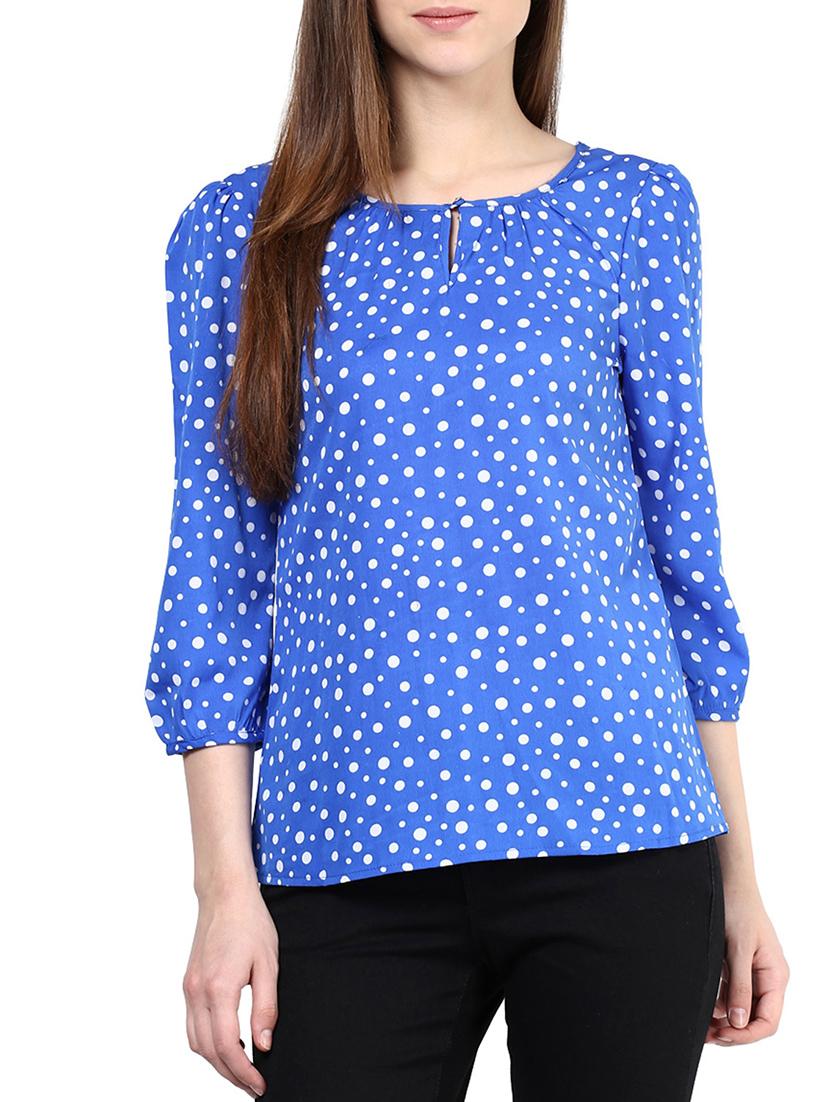 the vanca cobalt blue polka dotted top - 9932824 - Zoom Image - 1