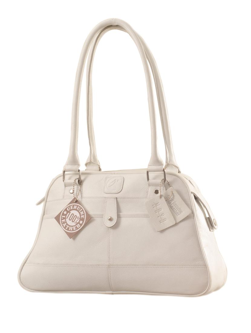 white leather handbag