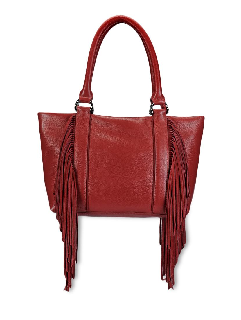 red fringed pure leather handbag - 9963769 - Zoom Image - 2