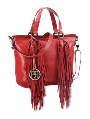 red fringed pure leather handbag - 9963777 - Standard Image - 5
