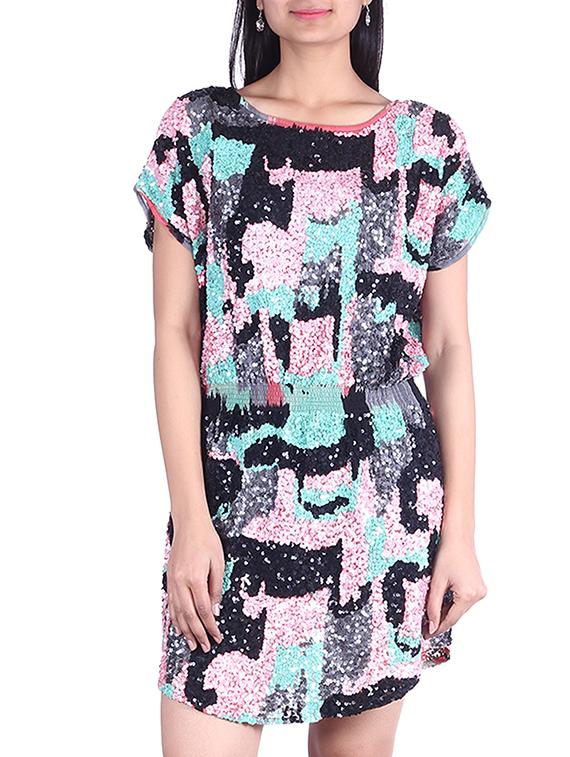 Multicoloured sequin embellished dress - 9973738 - Zoom Image - 1