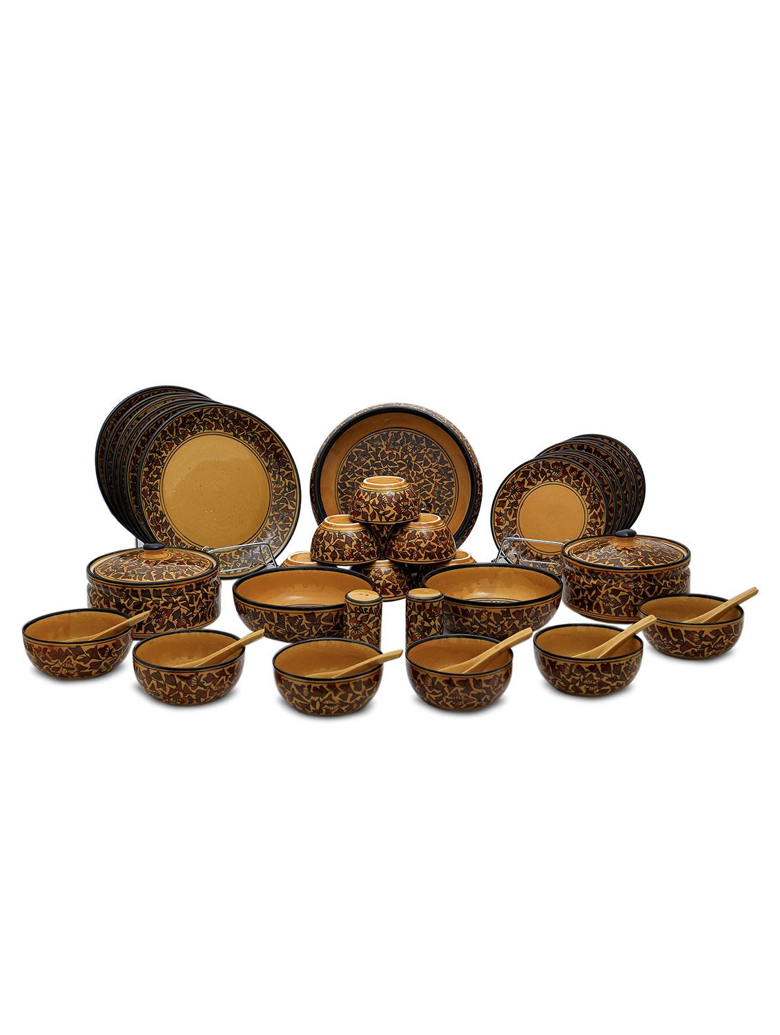 Caffeine Handmade Ceramic Classic Mughal Pack of 37 Dinner Set - 9983391 - Zoom Image - 1