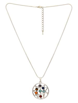silver plated circular shaped necklace - 9989207 - Standard Image - 2