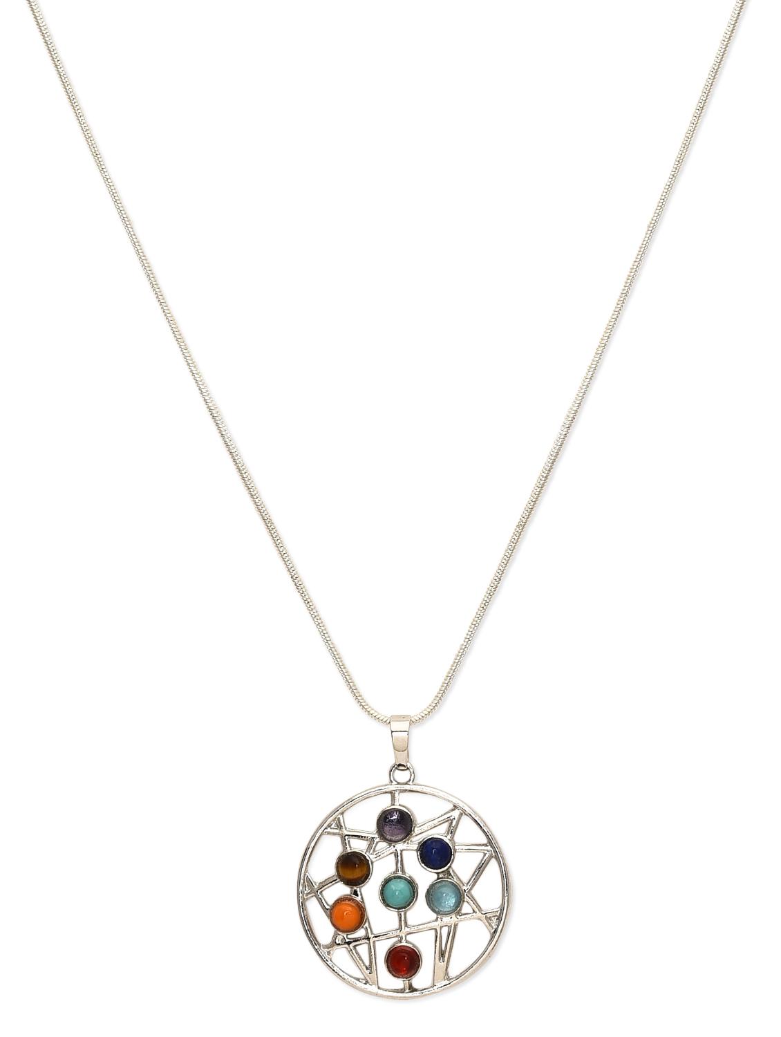silver plated circular shaped necklace - 9989207 - Zoom Image - 1