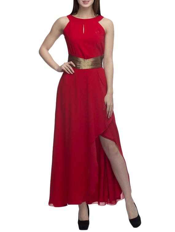 Red Polyester Dress for Women
