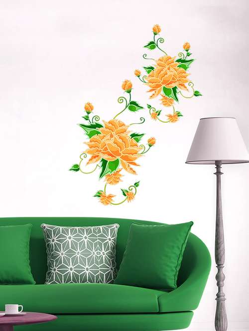 Buy online Wall Stickers Home Decor Sticker Orange Flower For Corner