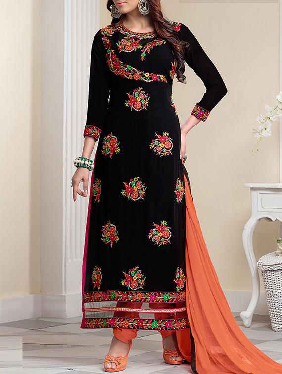 black georgette unstitched suit