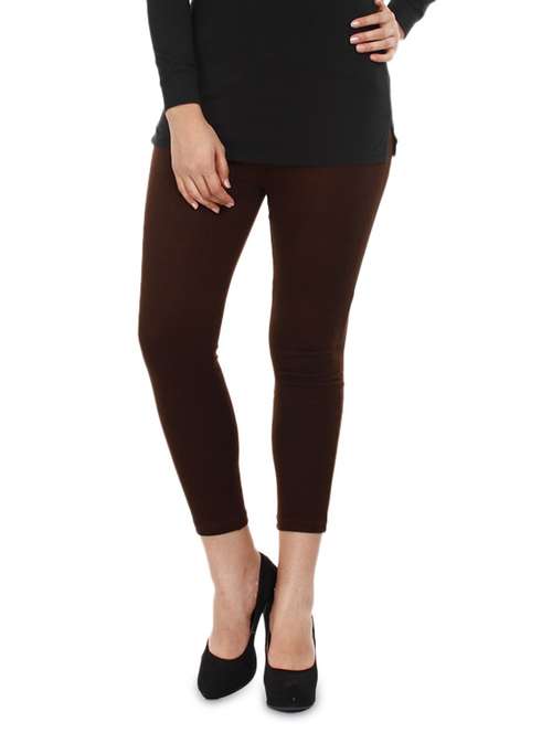 Brown Ankle Length Woolen Leggings 