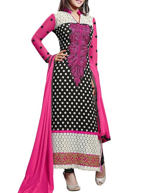 black and pink dress material