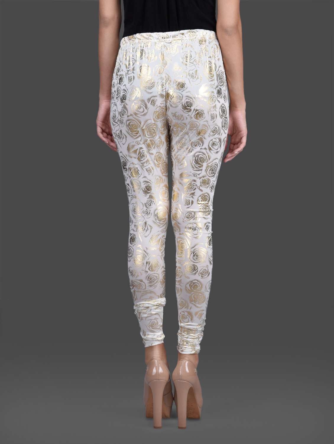 Buy online White Gold Poly Knit Leggings from Capris & Leggings for