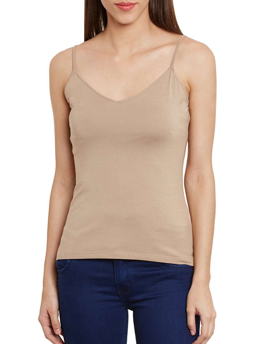Buy online Beige Viscose Solid Camisole from lingerie for Women by