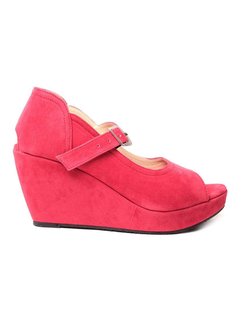 Buy online Solid Pink Platform Wedges from heels for Women by Feel It