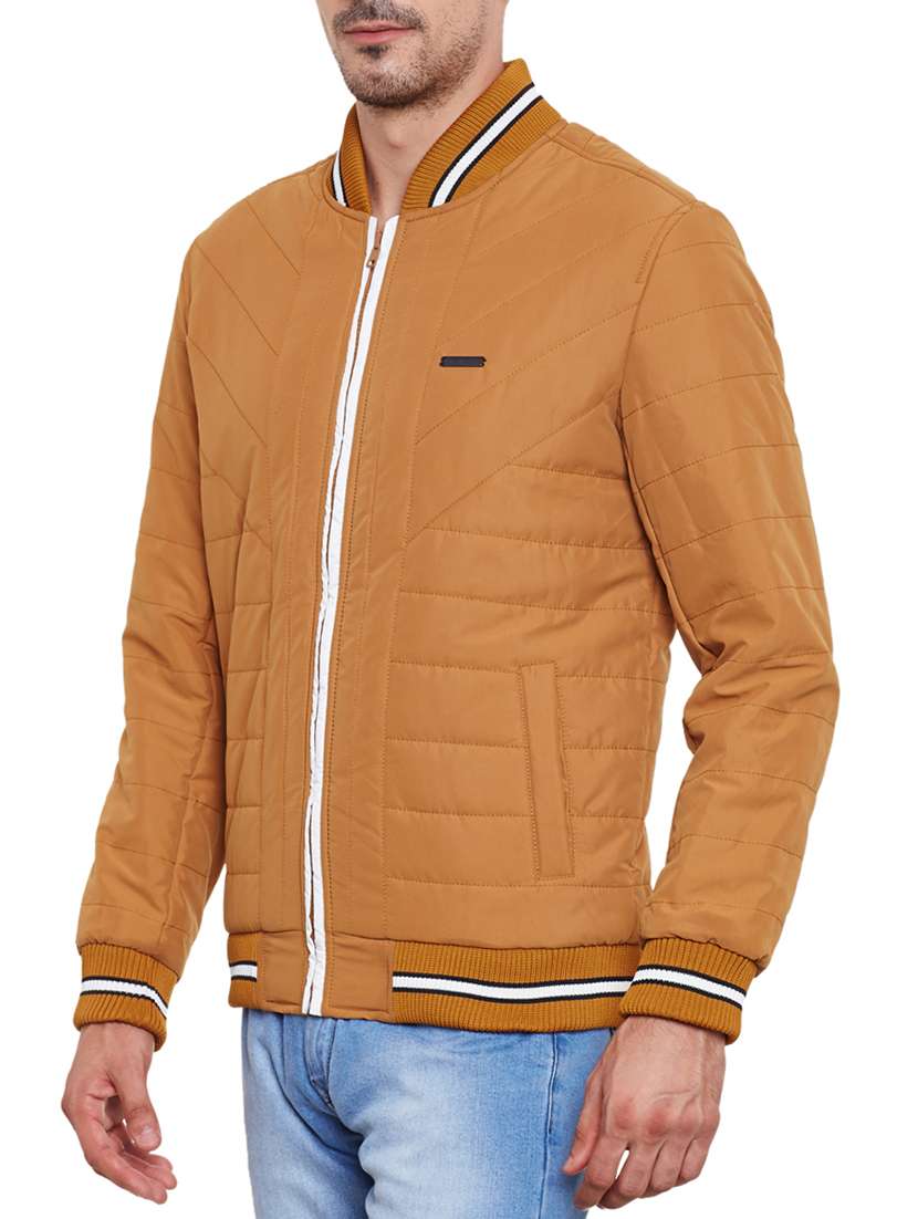 Buy online Solid Light Brown Cotton Casual Jacket from Jackets for Men