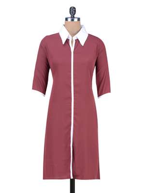 Buy online Marsala A-line Shirt Collar Kurta from Kurta Kurtis for Women by Abhishti for â¹681 at 