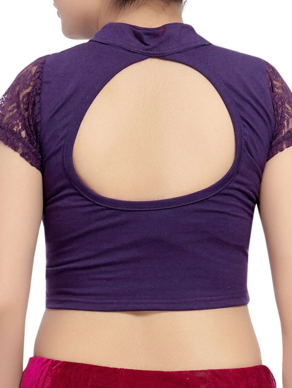 Purple Cotton Solid Blouse