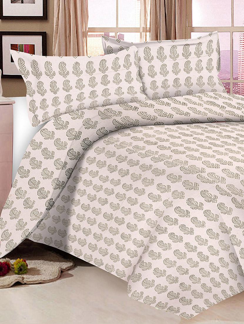 Cotton 3 Piece Block Printed Natural Colored Duvet Set For Cotton 3 Piece Block Printed Natural Colored Duvet Set 12586090 Zoom Image