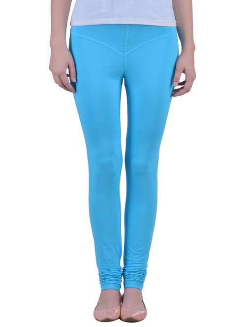 Blue Cotton Lycra Full Length Legging 