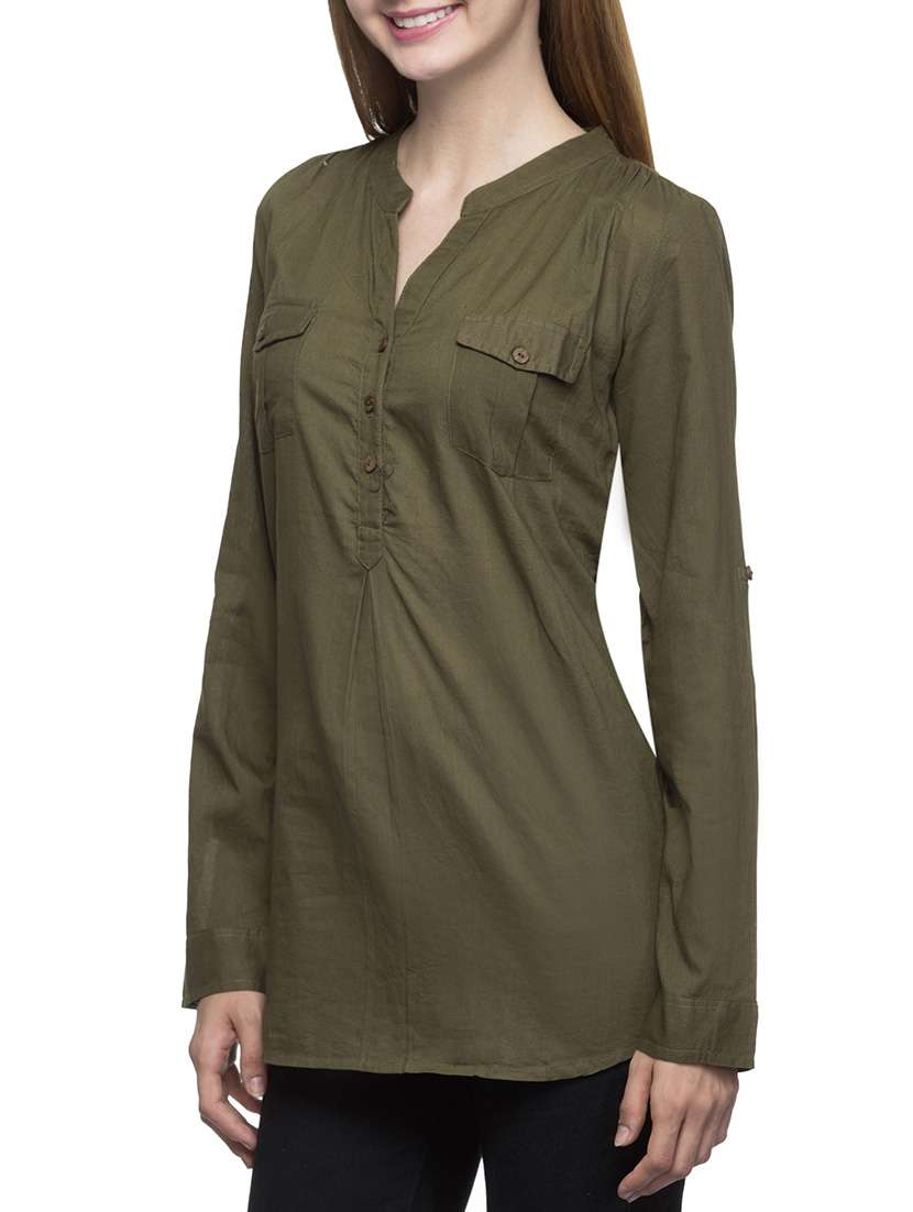 green cotton tunic