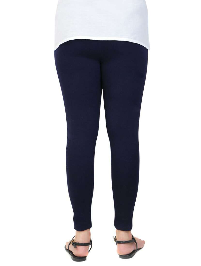 Buy online Navy Blue Cotton Leggings from Capris & Leggings for Women