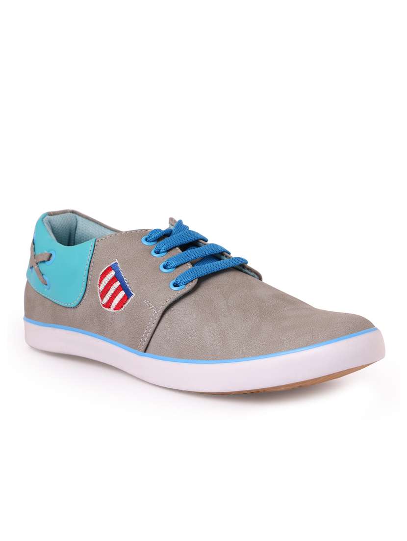grey leatherette lace up sneaker