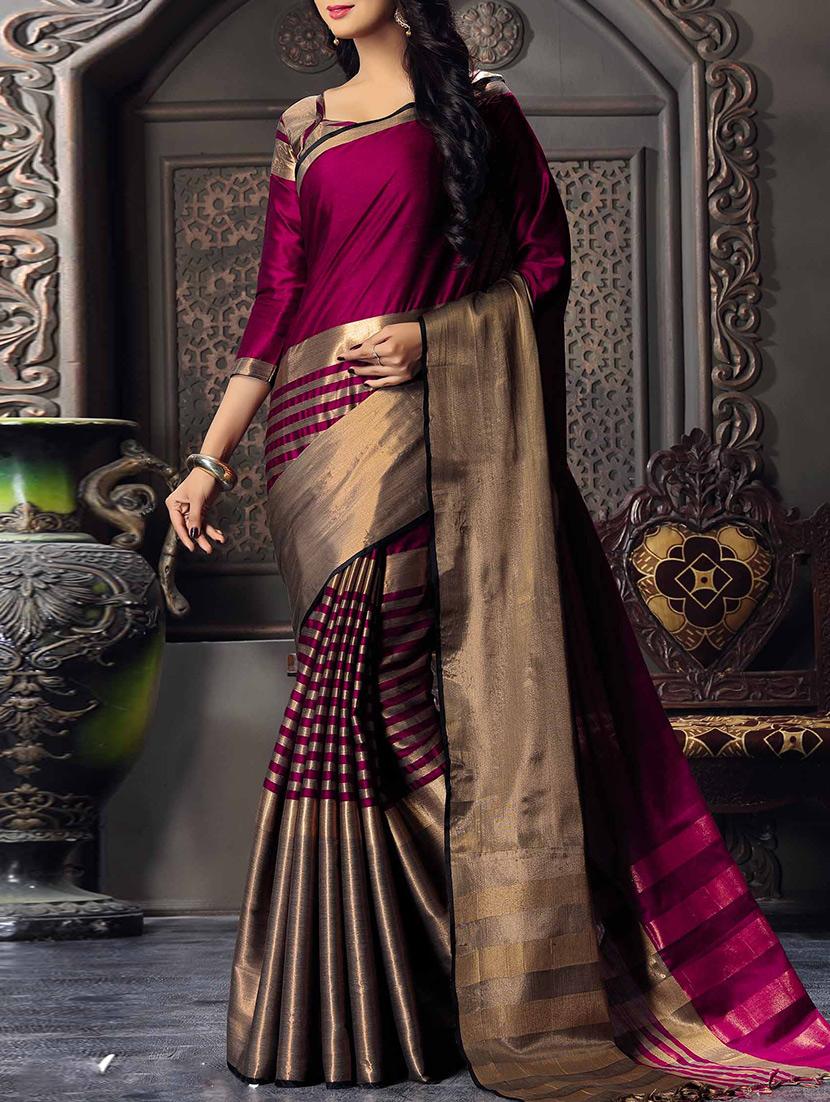 Buy Purple Cotton Silk Maheshwari Saree With Blouse For Women From 