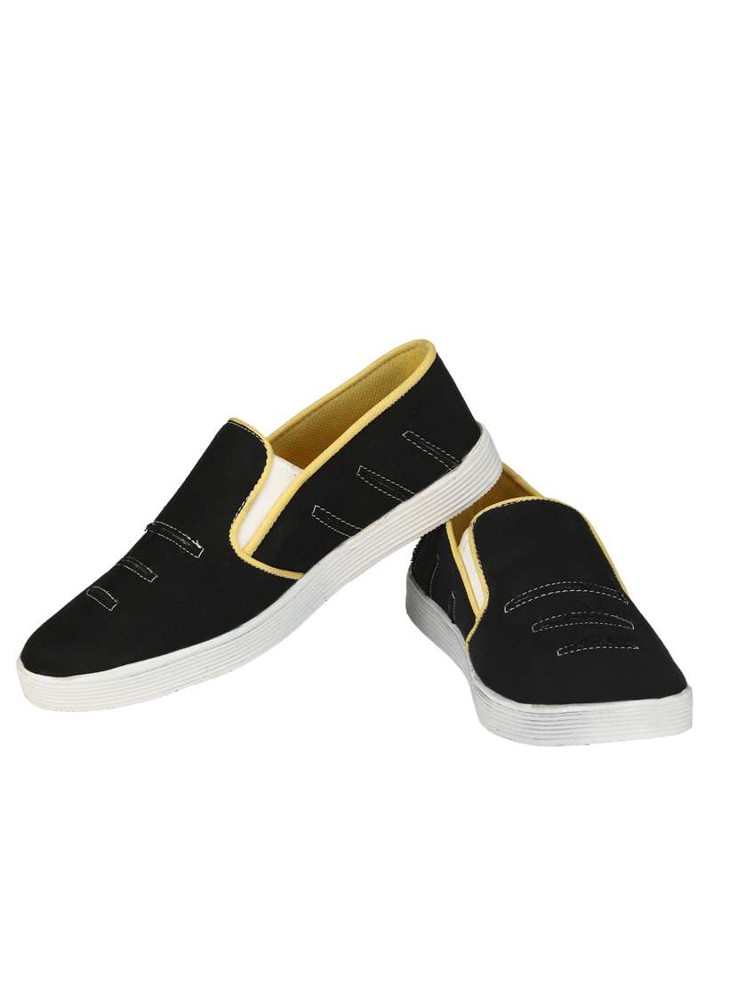 Buy online Black Canvas Slip On Shoe from Casual Shoes for Men by Eego