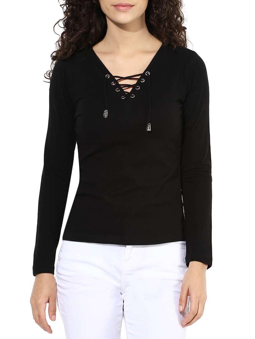 criss cross lace up detail top