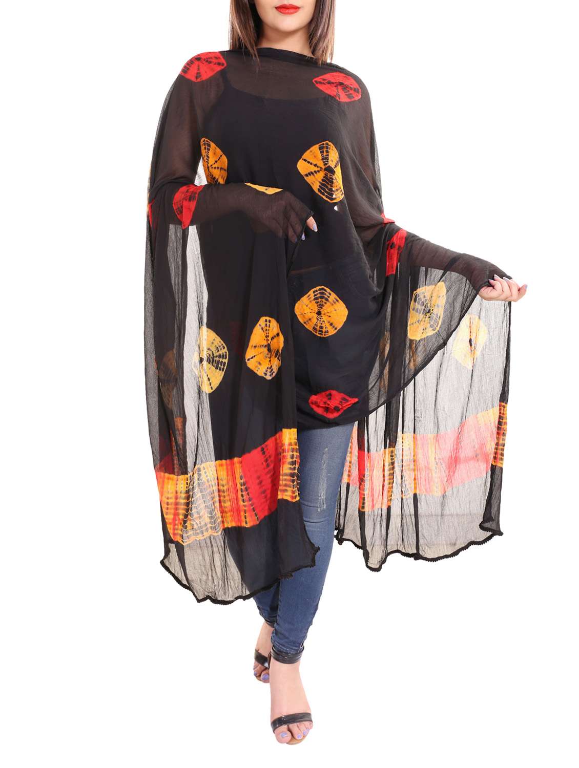 Dupatta In Chiffon Tinta Unita Per Donna | Lunghezza 2,50 Metri | Tessuto Leggero E Morbido | Colore Limone