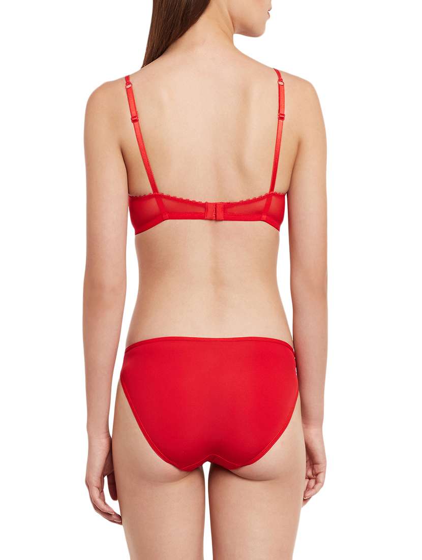 Buy online Red Lace Bra And Panty Set from lingerie for Women by