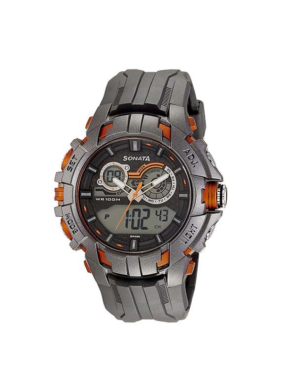 sonata grey dial digital watch